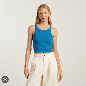 Everlane Pima Micro-Rib short tank horizon blue